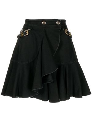 Versace Jeans Couture side buckle-detail ruffled skirt - Black
