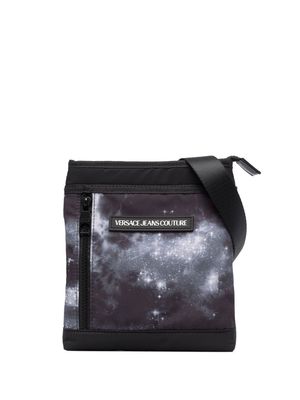 Versace Jeans Couture space-print logo-patch crossbody bag - Black