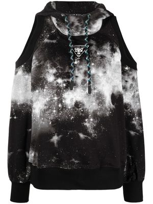 Versace Jeans Couture tie-dye cut-out hoodie - Black