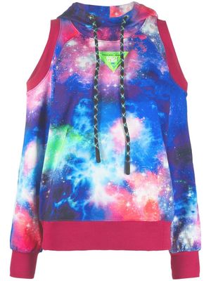 Versace Jeans Couture tie-dye cut-out hoodie - Blue