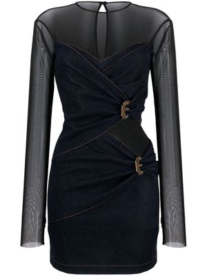 Versace Jeans Couture tulle-panel denim minidress - Blue