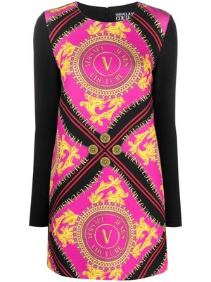 Versace Jeans Couture V-emblem chain-print minidress - Pink