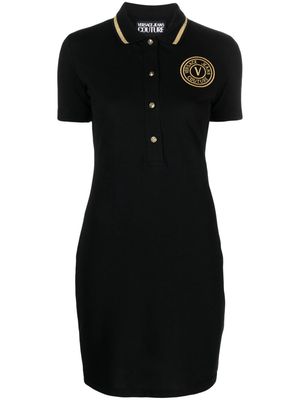 Versace Jeans Couture V-Emblem cotton polo minidress - Black