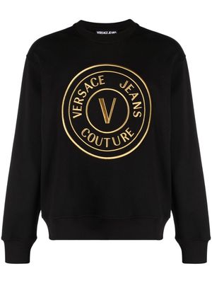 Versace Jeans Couture V-emblem embroidered sweatshirt - Black