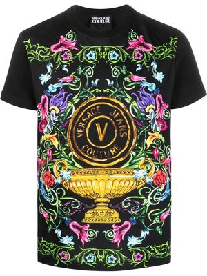 Versace Jeans Couture V-Emblem Garden cotton T-shirt - Black