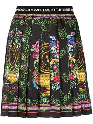 Versace Jeans Couture V-Emblem Garden-print miniskirt - Black