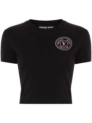 Versace Jeans Couture V-Emblem glittered T-shirt - Black