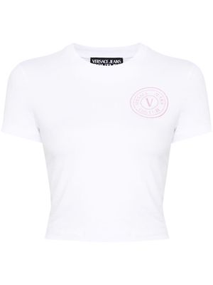 Versace Jeans Couture V-Emblem glittered T-shirt - White