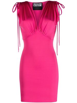 Versace Jeans Couture V-neck ruched minidress - Pink