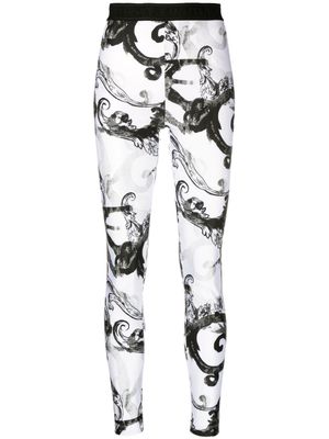 Versace Jeans Couture Watercolour Baroque printed leggings - White