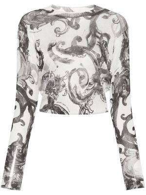 Versace Jeans Couture Watercolour Couture fine-knit top - White