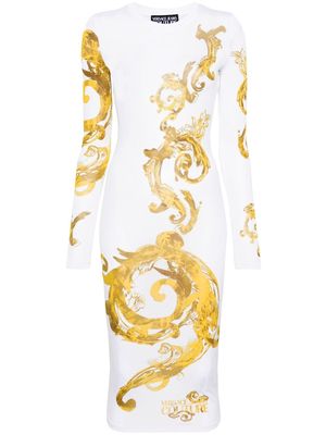 Versace Jeans Couture Watercolour Couture midi dress - White