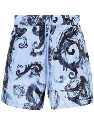 Versace Jeans Couture Watercolour Couture-print deck shorts - Blue