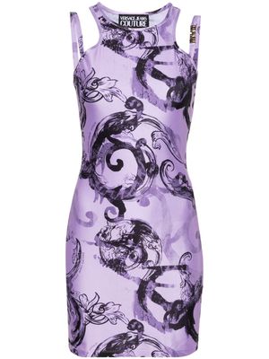 Versace Jeans Couture Watercolour Couture-print mini dress - Purple