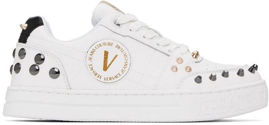 Versace Jeans Couture White Court 88 Spiked Sneakers