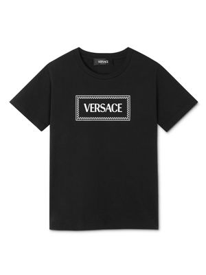 Versace Kids 90s Logo cotton T-Shirt - Black