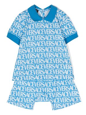 Versace Kids all-over-logo cotton shorts set - Blue