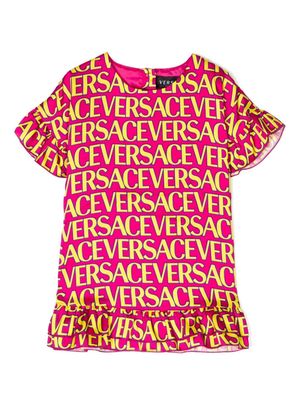 Versace Kids all-over logo-print dress - Pink
