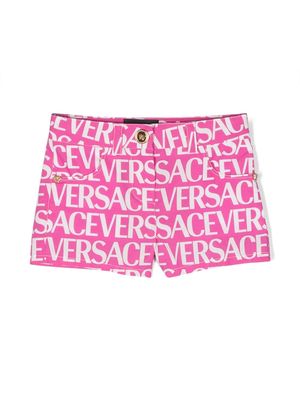 Versace Kids all-over logo-print shorts - Pink