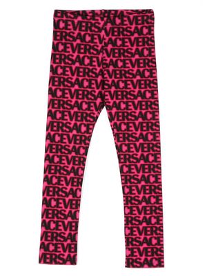 Versace Kids all-over logo-printed leggings - Pink