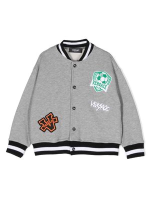 Versace Kids appliqué-logo bomber jacket - Grey