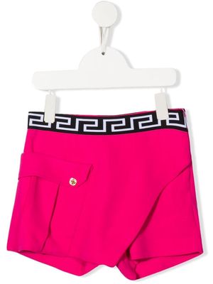 Versace Kids asymmetric layered-look shorts - Pink