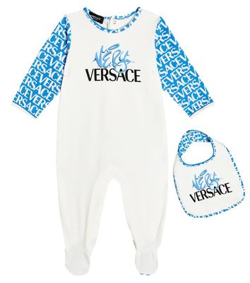 Versace Kids Baby cotton-blend printed onesie and bib set