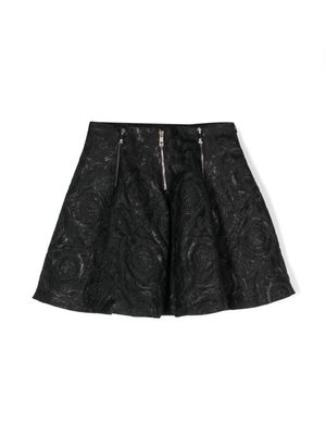 Versace Kids barocco cloquet miniskirt - Black