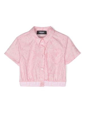 Versace Kids Barocco cropped shirt - Pink