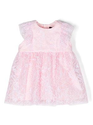 Versace Kids Barocco-embroidered tulle dress - Pink