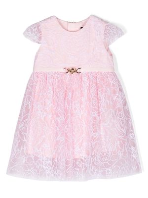 Versace Kids Barocco Flocked tulle dress - Pink