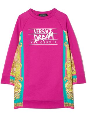 Versace Kids Barocco Goddess-print dress - Pink