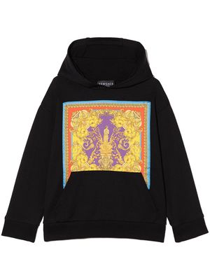 Versace Kids Barocco Goddess print hoodie - Black