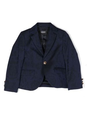 Versace Kids Barocco-jacquard wool blazer - Blue