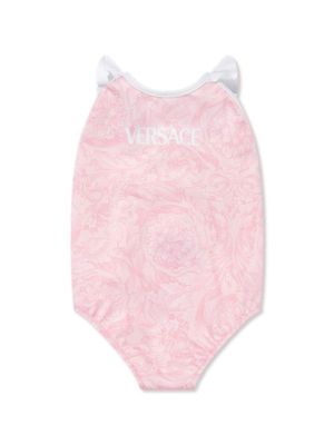 Versace Kids Barocco logo-print swimsuit - Pink