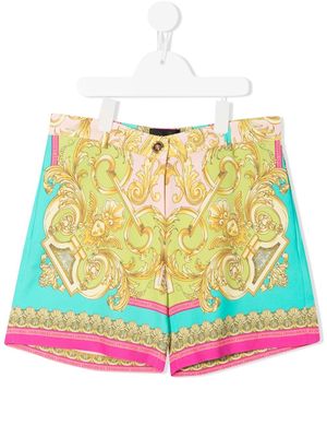 Versace Kids Barocco panelled shorts - Multicolour
