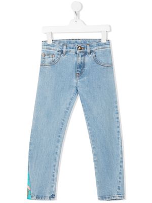 Versace Kids Barocco patchwork straight-leg jeans - Blue