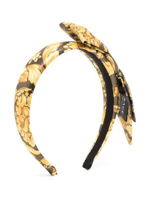 Versace Kids Barocco-print bow-detail headband - Gold