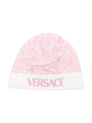 Versace Kids Barocco-print cotton beanie - Pink