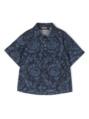 Versace Kids Barocco-print cotton shirt - Blue