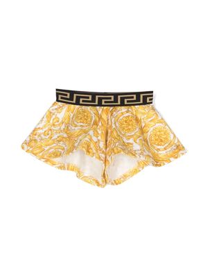 Versace Kids Barocco-print cotton shorts - Yellow
