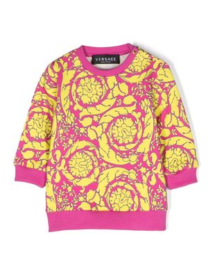 Versace Kids Barocco-print cotton sweatshirt - Pink