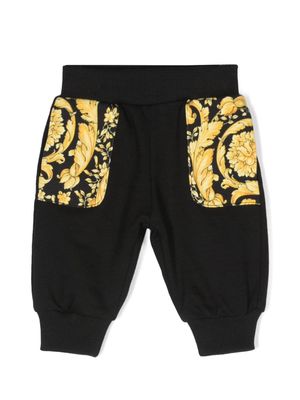 Versace Kids Barocco-print cotton track trousers - Black