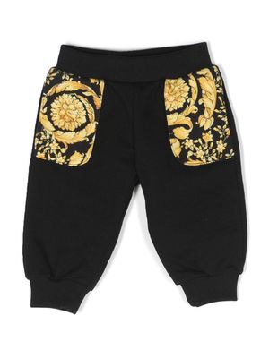 Versace Kids Barocco-print cotton tracksuit bottoms - Black