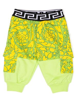 Versace Kids Barocco-print cotton trousers - Green