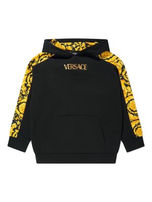 Versace Kids Barocco-print hoodie - Black