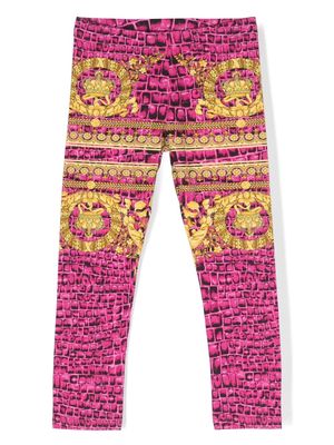 Versace Kids Barocco-print jersey leggings - Pink