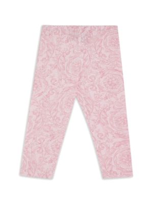 Versace Kids Barocco-print jersey-texture leggings - Pink