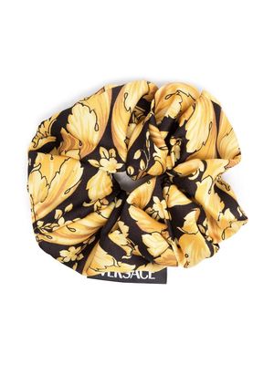 Versace Kids Barocco-print logo-tag scrunchie - Yellow