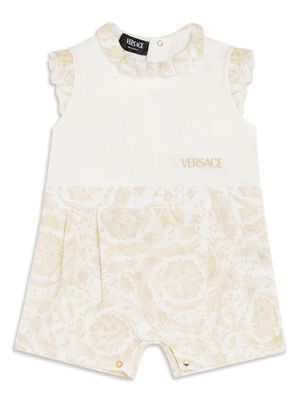 Versace Kids Barocco-print playsuit - White